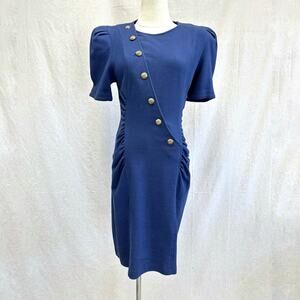 All That Jazz vintage 90s knit navy‎ short sleeve bodycon dress size 4-6